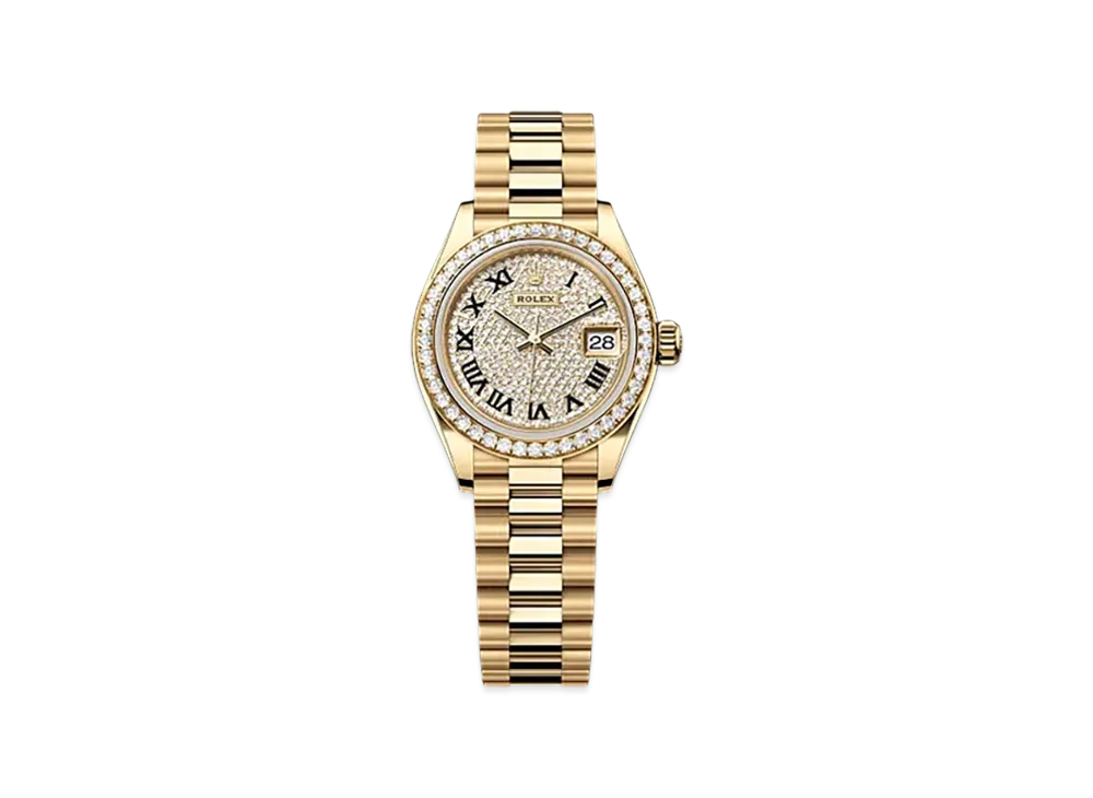 ROLEX Lady-Datejust 28mm Yellow Gold Diamond 279138RBR "Pave diamonds"