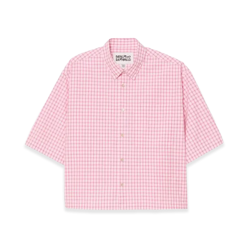 ZARA x Bad Bunny Benito Antonio Boxy Fit Check Shirt "Pink/White"