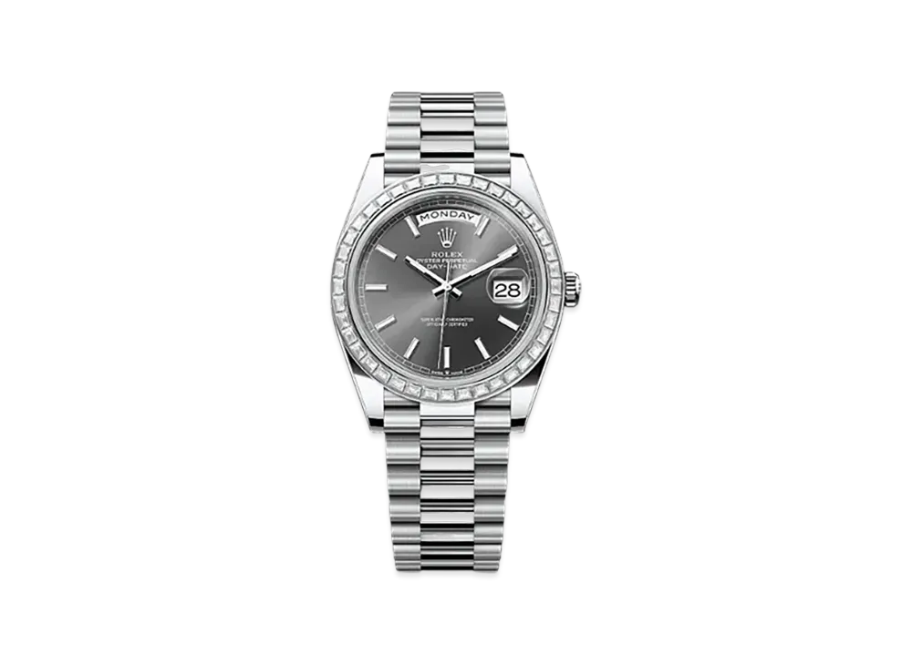 ROLEX Day-Date 40mm Platinum Diamond 228396TBR "Slate"