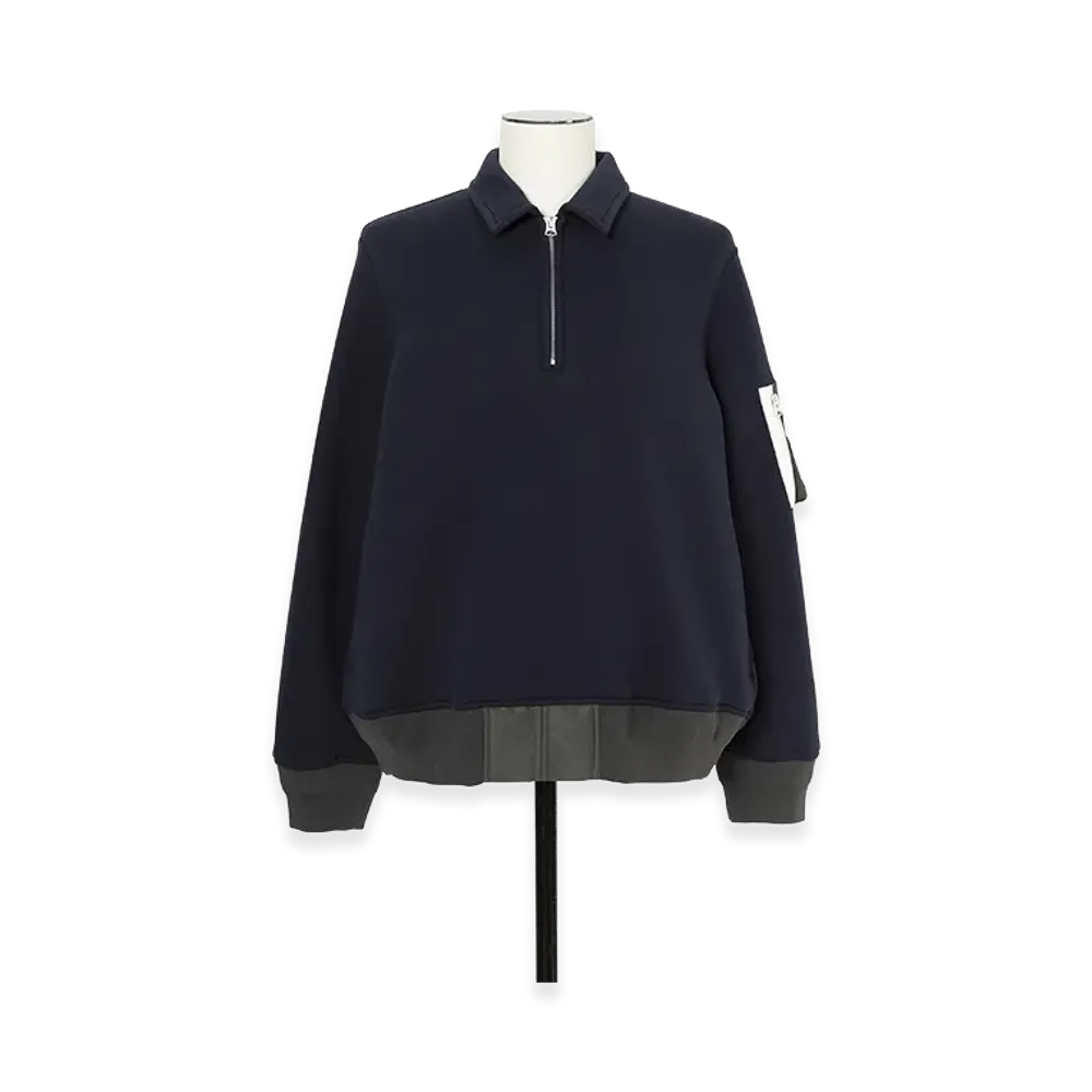 sacai Sponge Sweat Polo Shirt "Navy/Dark Khaki"