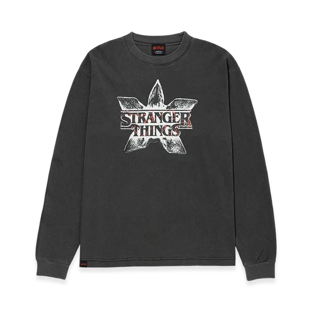 Netflix Stranger Things x V.A. Pigment Long Sleeve Tee DEMOGORGON "Black"