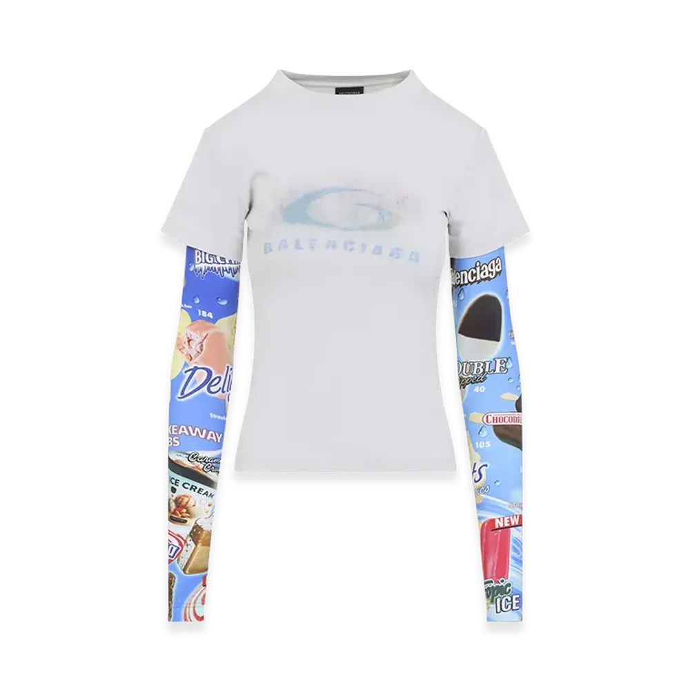 BALENCIAGA Women's Double Sleeve T-Shirt "White"