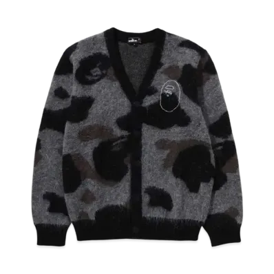 A BATHING APE Mr. BATHING APE 24FW Camo Mohair Jacquard Cardigan "Black"