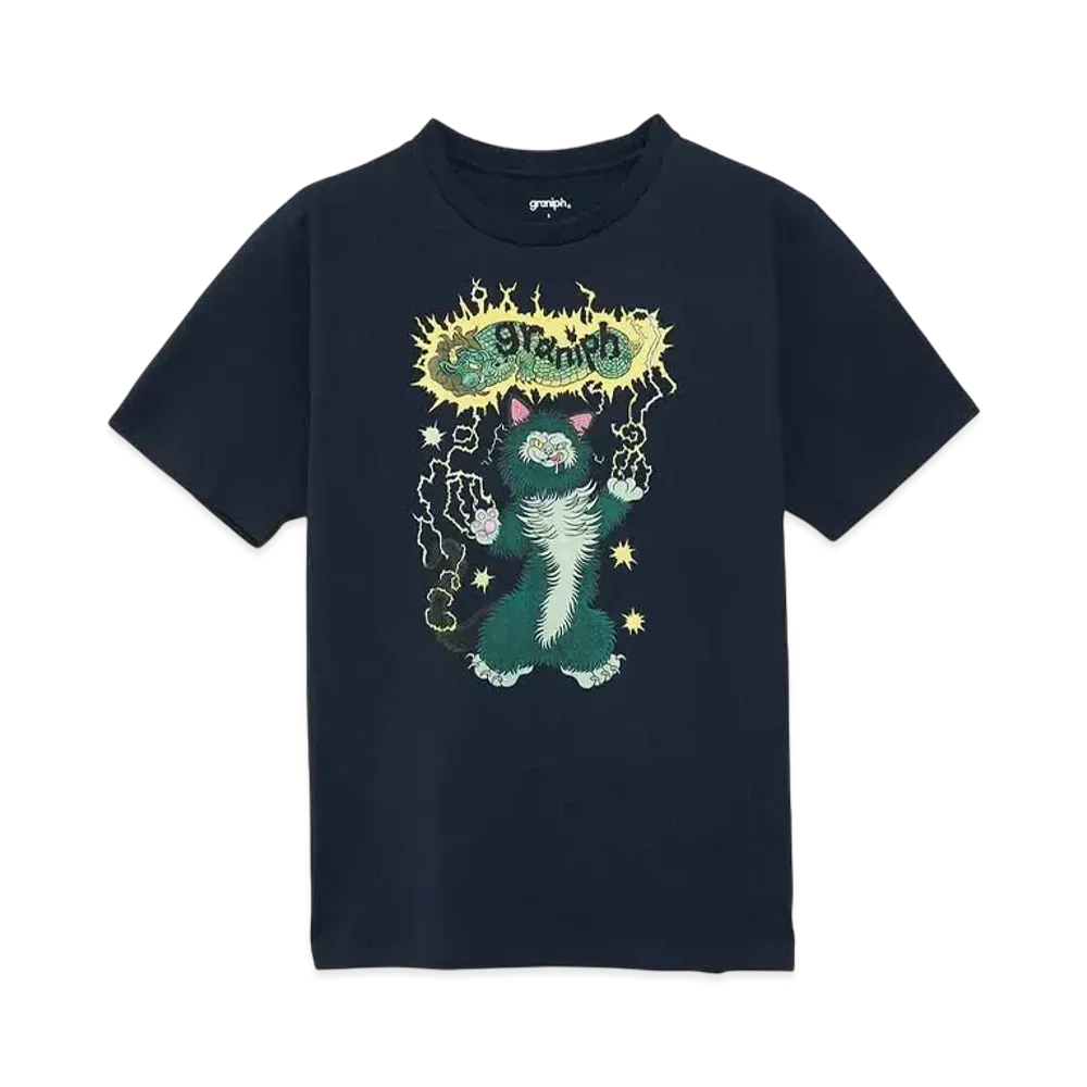 graniph x Ayako Ishiguro Thunder Dragon Cat T-Shirt "Navy"