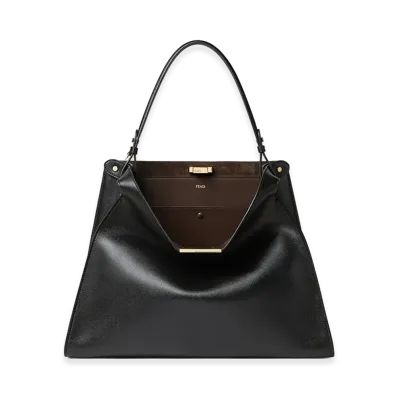 FENDI Women's Way Large Leather And Suede Handbag "Black"