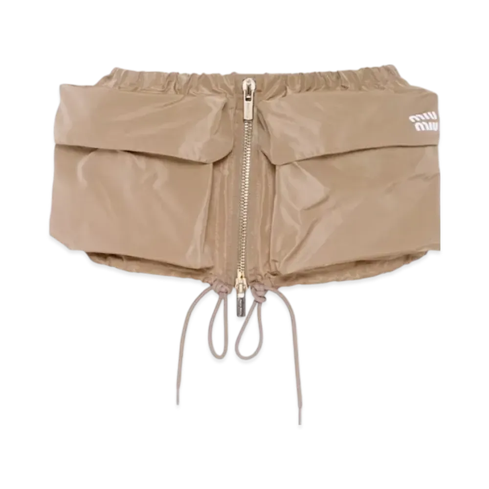 MIU MIU Women's Technical Fabric Mini Skirt "Clay Grey"