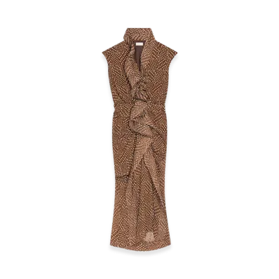 DRIES VAN NOTEN Women's Waisted Ruffled Dress "Brown"