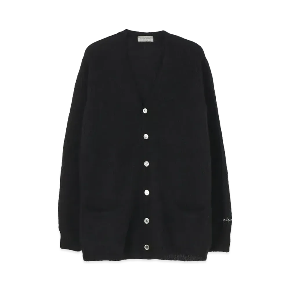 Yohji Yamamoto Pour Homme 5G TUCK PATTERN BRUSHED MOHAIR KNIT CARDIGAN "Black"