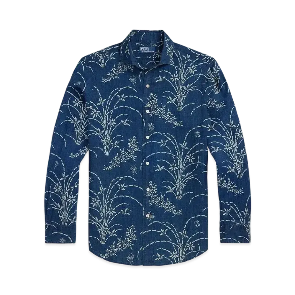 Polo Ralph Lauren Classic Fit Indigo Floral Linen Shirt "Blue"