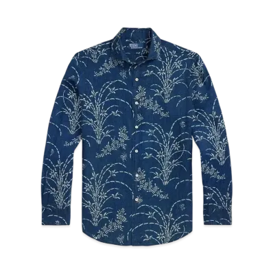 Polo Ralph Lauren Classic Fit Indigo Floral Linen Shirt "Blue"