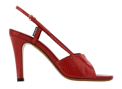 MIU MIU Women's Python-Print Ayers Leather Slingback Sandals "Red"