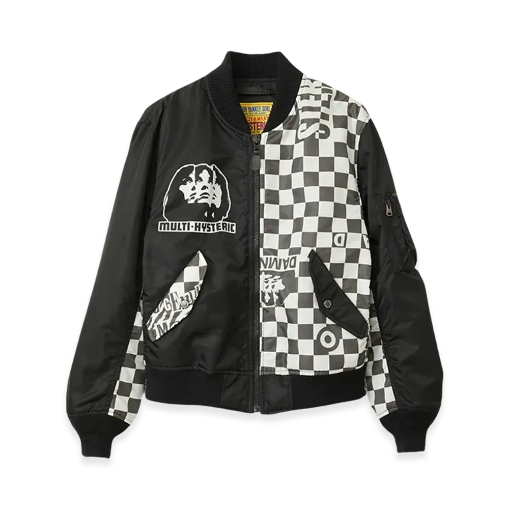 HYSTERIC GLAMOUR Multi Hysteric Woman Scratch MA-1 Jacket "Black"