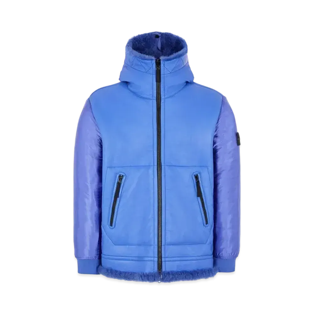 Stone Island 00197 SHEEPSKIN + NYLON RASO QUILTED WITH PRIMALOFT INSULATION TECHNOLOGY_REVERSIBLE PIECE "Periwinkle"