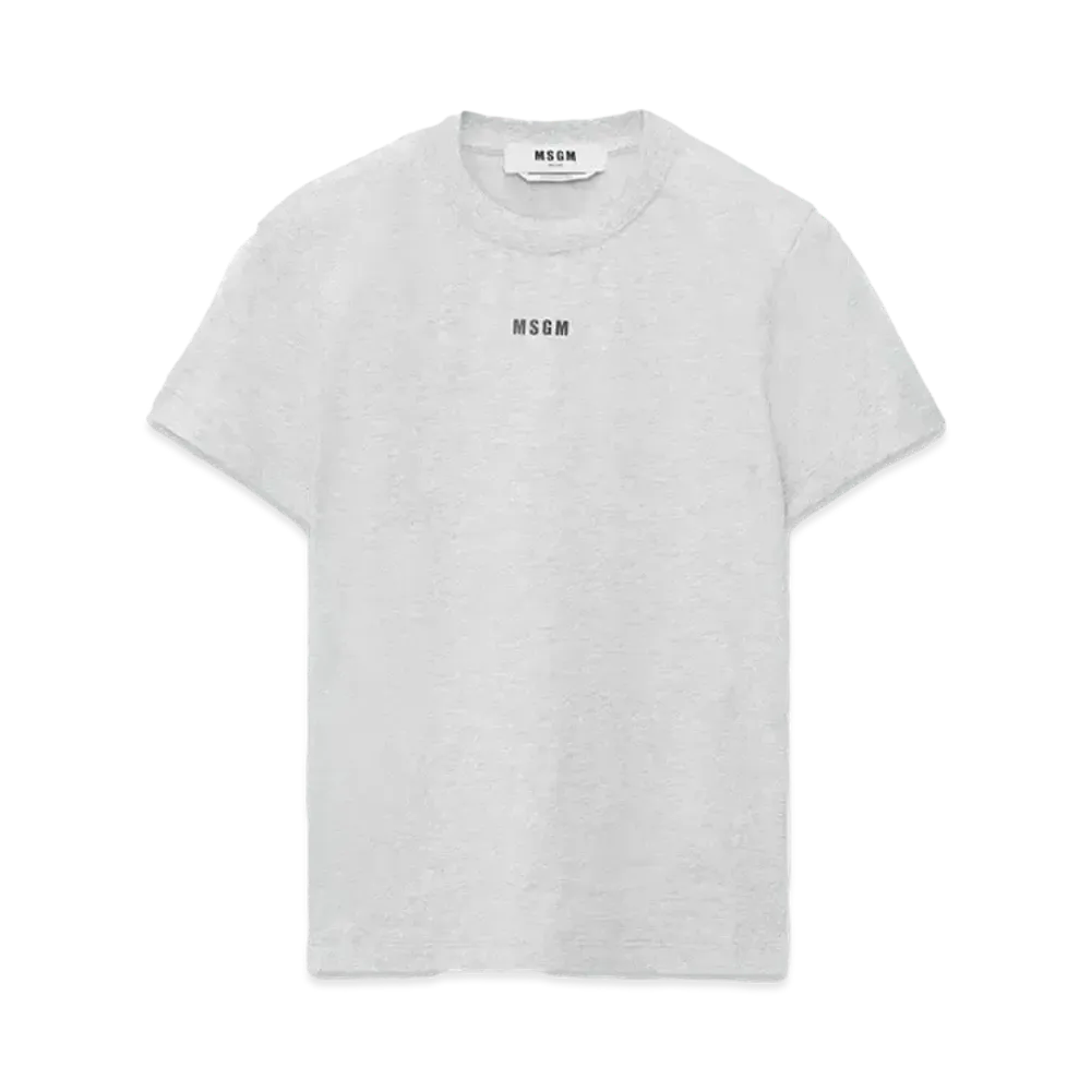 MSGM Cotton T-Shirt With Micro Logo "Gray"