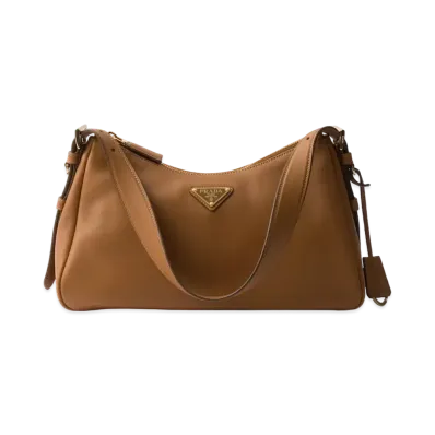 PRADA Aimee Medium Leather Shoulder Bag "Camel"