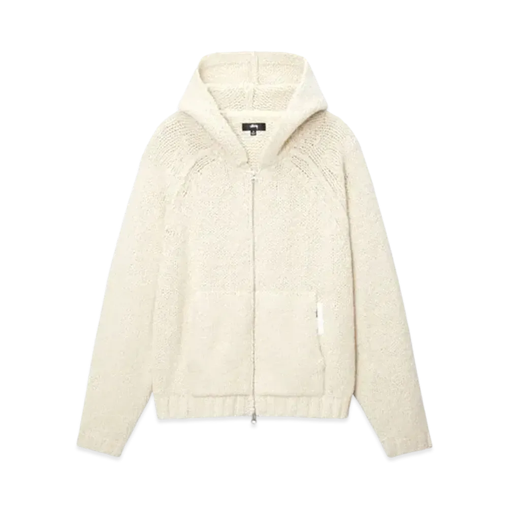 Stussy Chunky Sweater Zip Hood "Ivory"