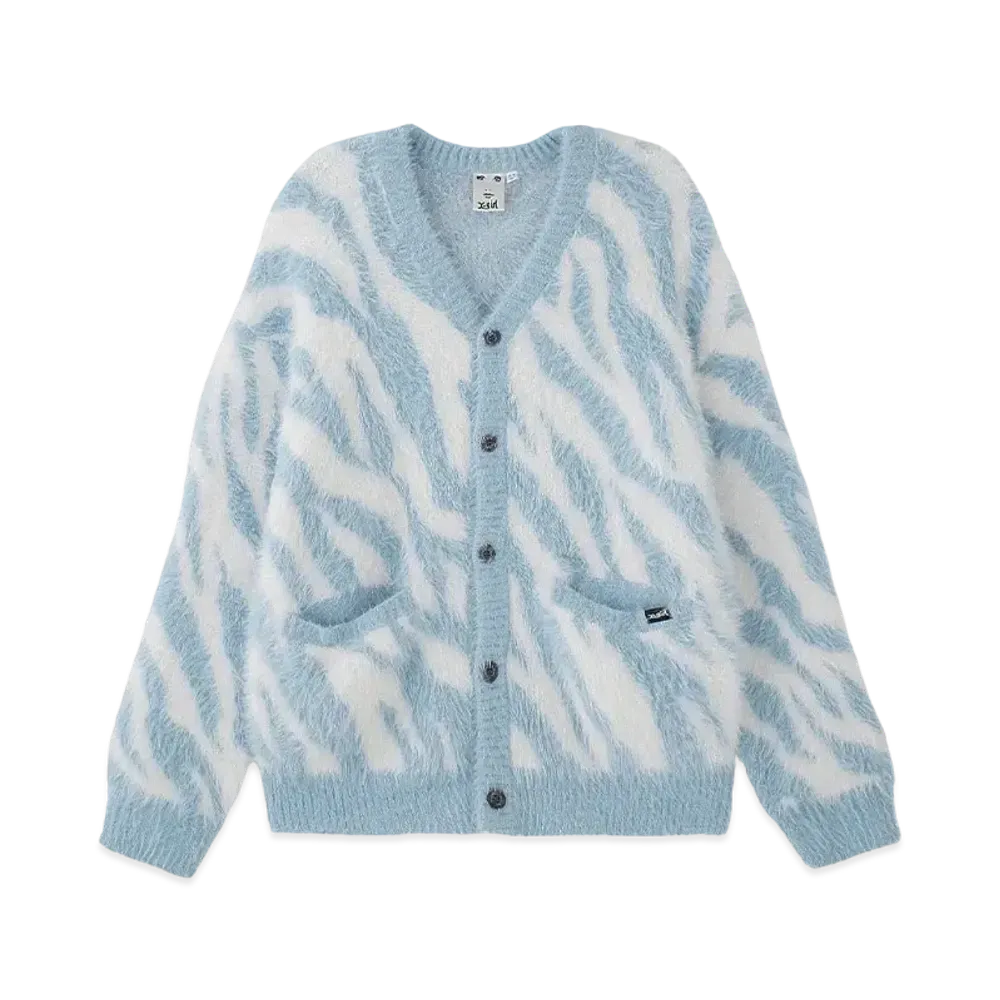 X-Girl Zebra Knit Cardigan "Ltblue"