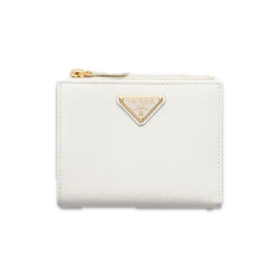 PRADA Saffiano Triangle Wallet "White"
