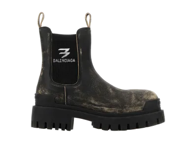 BALENCIAGA Women's Leather Strike Chelsea Ankle Boots "Black"