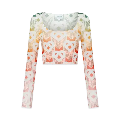 Casablanca Gradient Heart Monogram Mesh Top "Multi"
