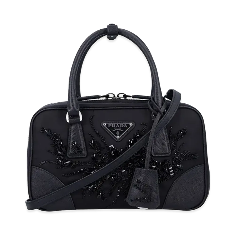 PRADA Wonen's Re-Edition 1978 Embellished Two-Handle Bag "Black"