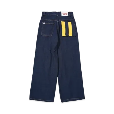 Charles Jeffrey Loverboy WIDE LEG JEAN WITH KNIT PATCH WAISTED "INDIGO"