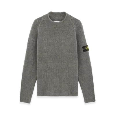 Stone Island 557A9 Cotton Chenille Loose Fit Mock Neck Sweater - 24FW "Green Grey"
