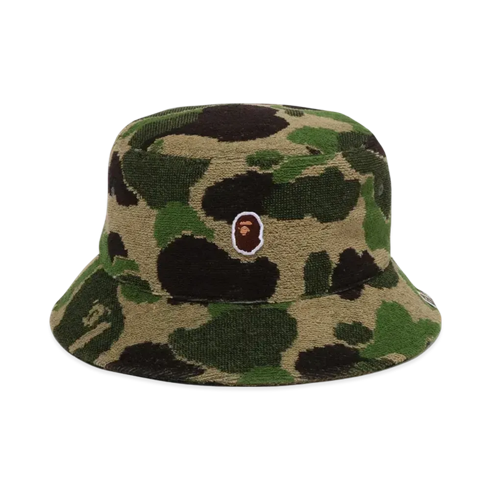 A BATHING APE Abc Camo Pile Jacquard Bucket Hat "Green"