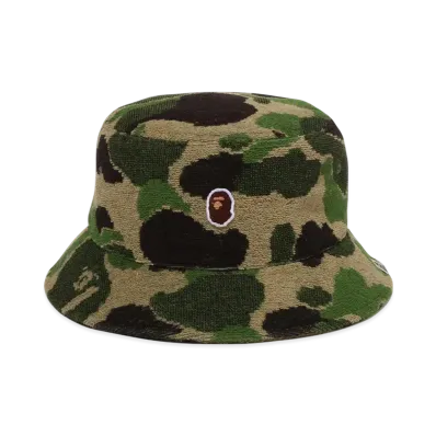 A BATHING APE Abc Camo Pile Jacquard Bucket Hat "Green"