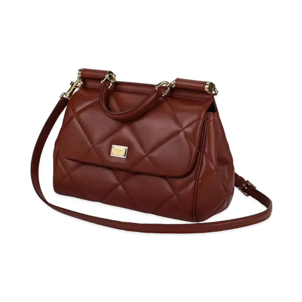 Dolce&Gabbana Sicily Bag Medium Matrasse Aria Calfskin "Brown"