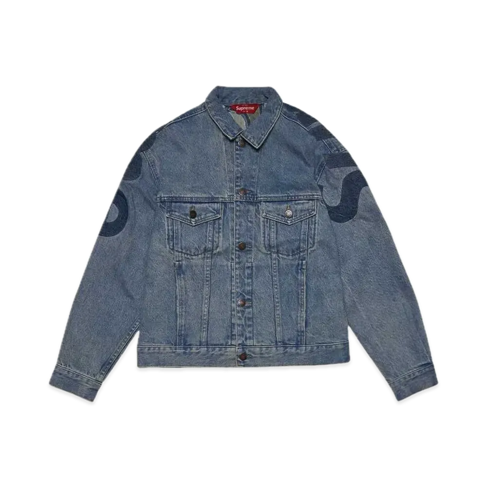 Supreme Inset Logo Denim Trucker Jacket "Blue"