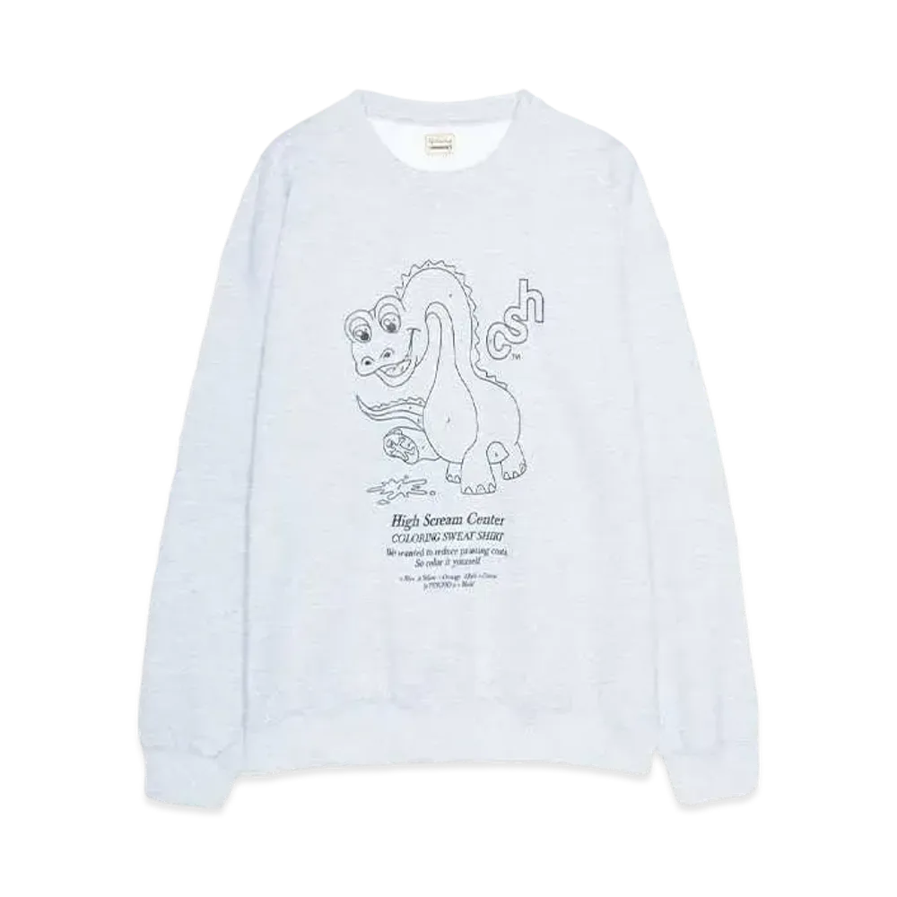 High Scream Center COLORING SWEAT SHIRT "GRAY"