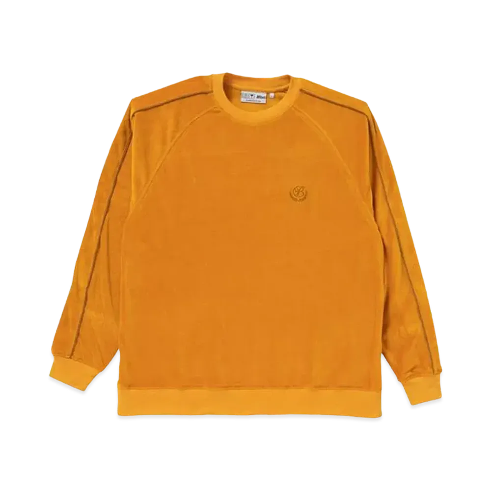 BlackEyePatch B EMBLEM PIPING VELOUR CREW "Camel"