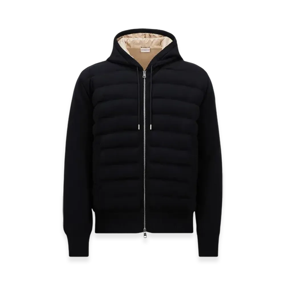 MONCLER Padded Wool Zip-Up Hoodie "Dark Blue"