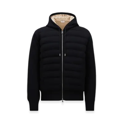 MONCLER Padded Wool Zip-Up Hoodie "Dark Blue"