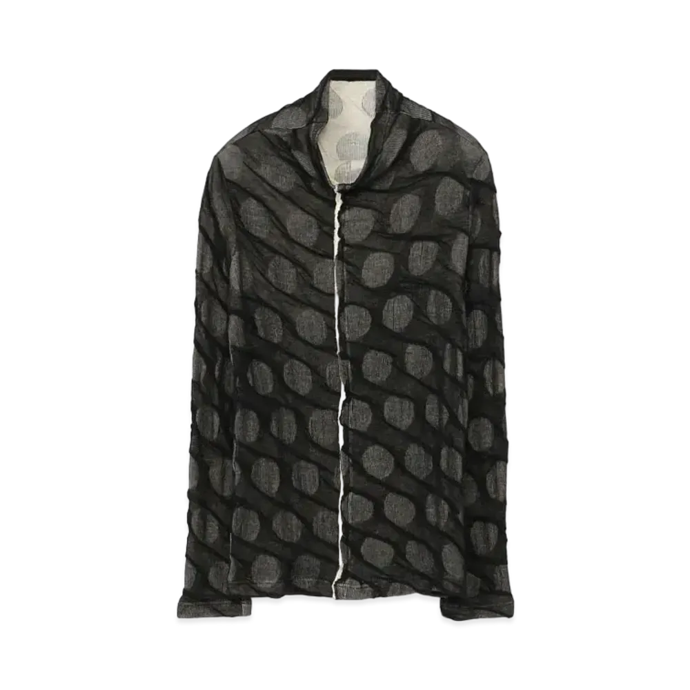 Yohji Yamamoto Y's DOT DUAL-LAYER FRONT PANEL HIGHT NECK LONG SLEEVE T "Black"