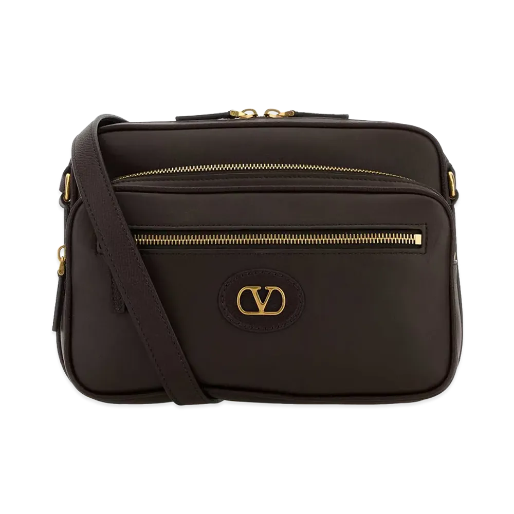 Valentino Leather Antibes Crossbody Bag "Dark Brown"