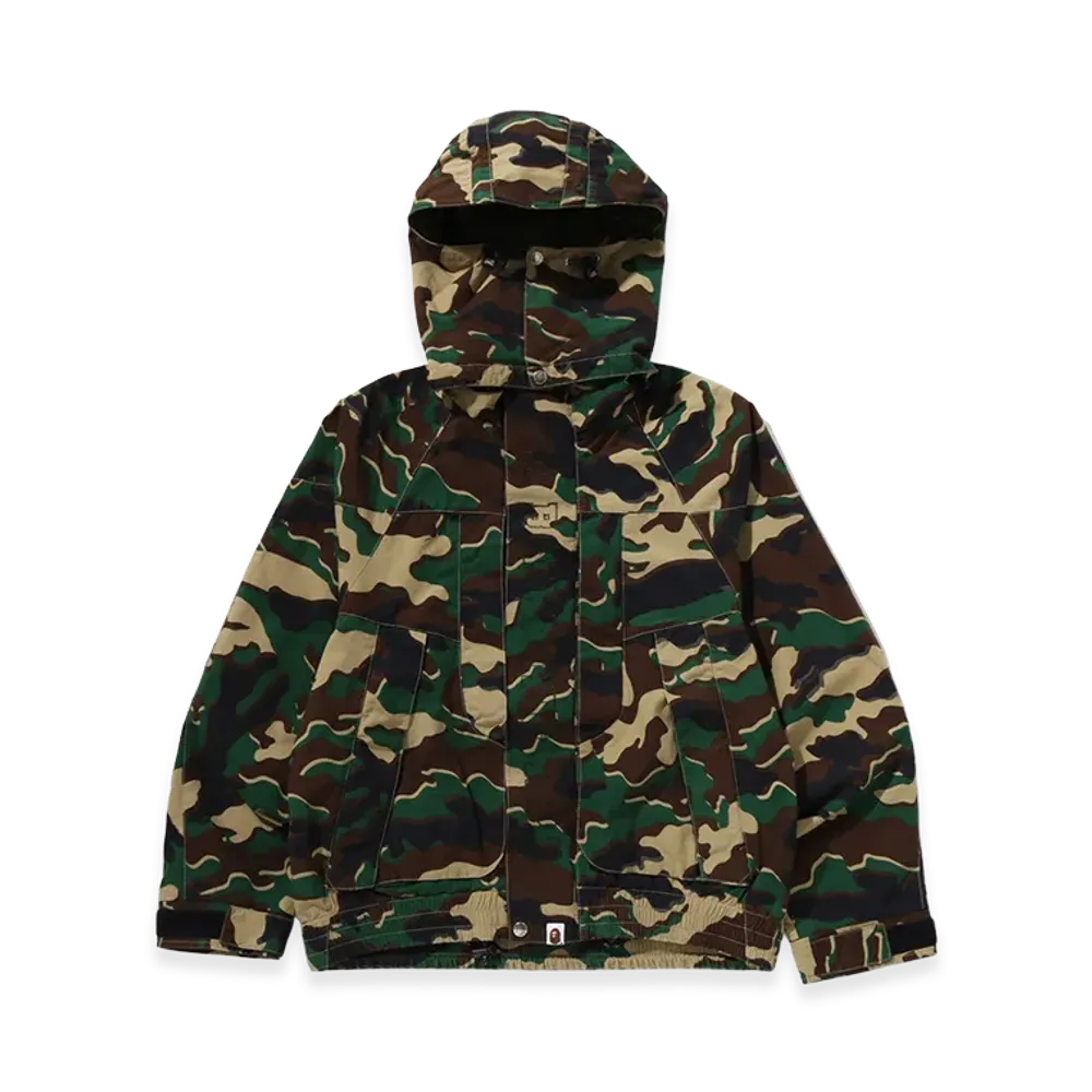 A BATHING APE Glitch Woodland Camo Short Snowboard Jacket "Green"