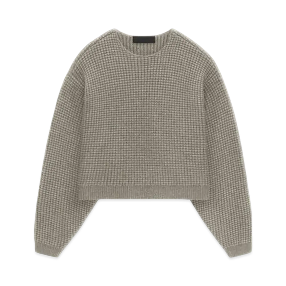 FEAR OF GOD Essentials Women's Heavy Waffle Cropped Sweater "Heather Gray"