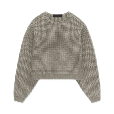 FEAR OF GOD Essentials Women's Heavy Waffle Cropped Sweater "Heather Gray"