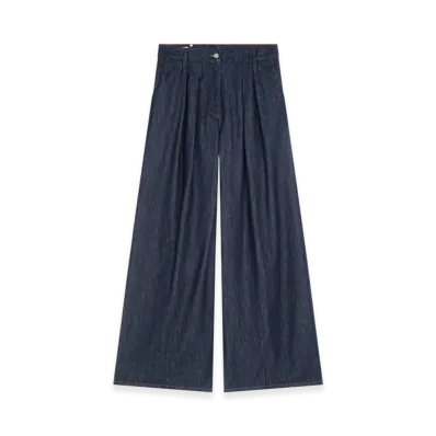 DRIES VAN NOTEN Women's Wide Pleated Jeans "Indigo"