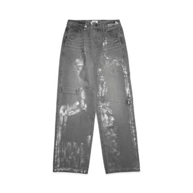 HTH foil print denim "BLACK"