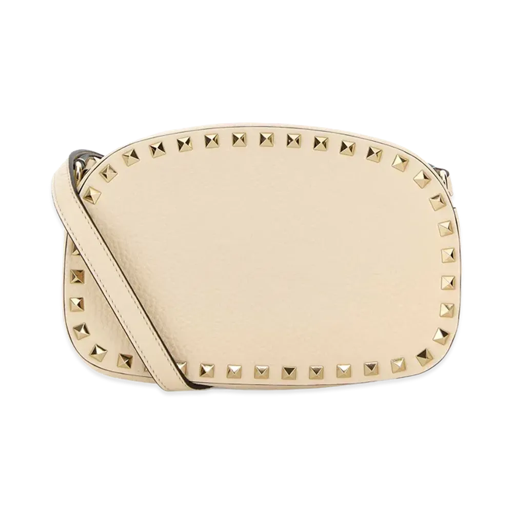 Valentino Women's Leather Rockstud Crossbody Bag "Ivory/White"