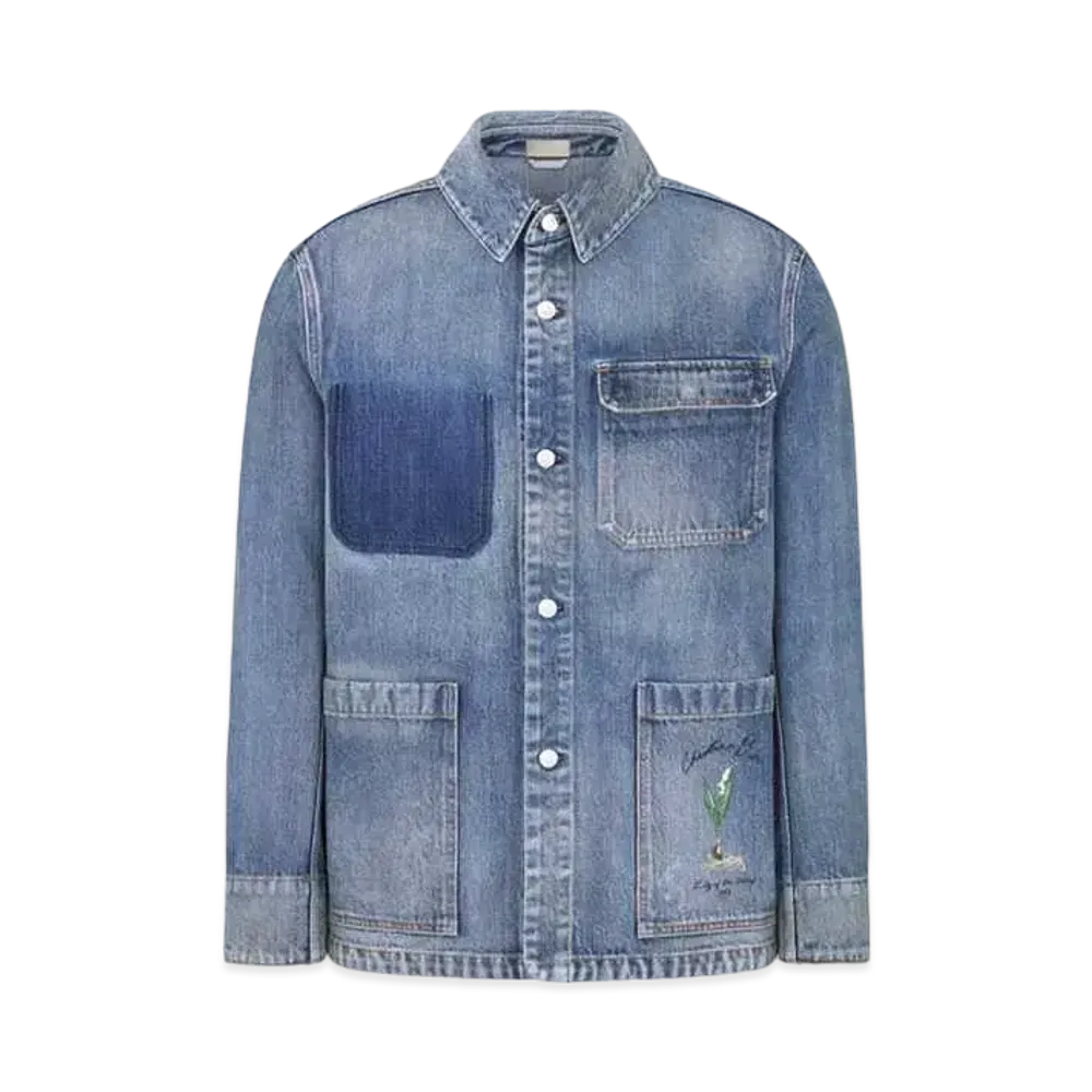Dior Men's Lily of the Valley Overshirt Cotton Twill "Blue"