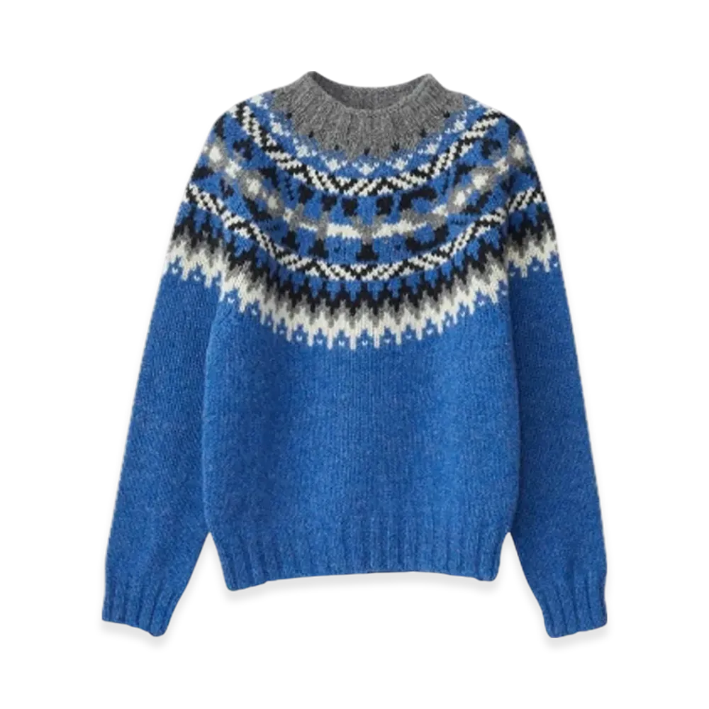 HYSTERIC GLAMOUR x Harley of Scotland HYS Logo Jacquard Nordic Sweater "Blue"