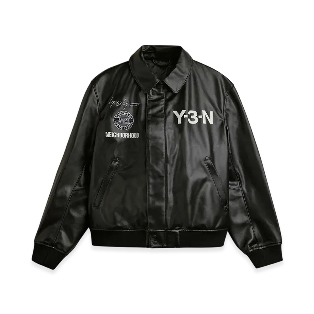 Y-3 x NEIGHBORHOOD Leather Bomber Jacket "Black"