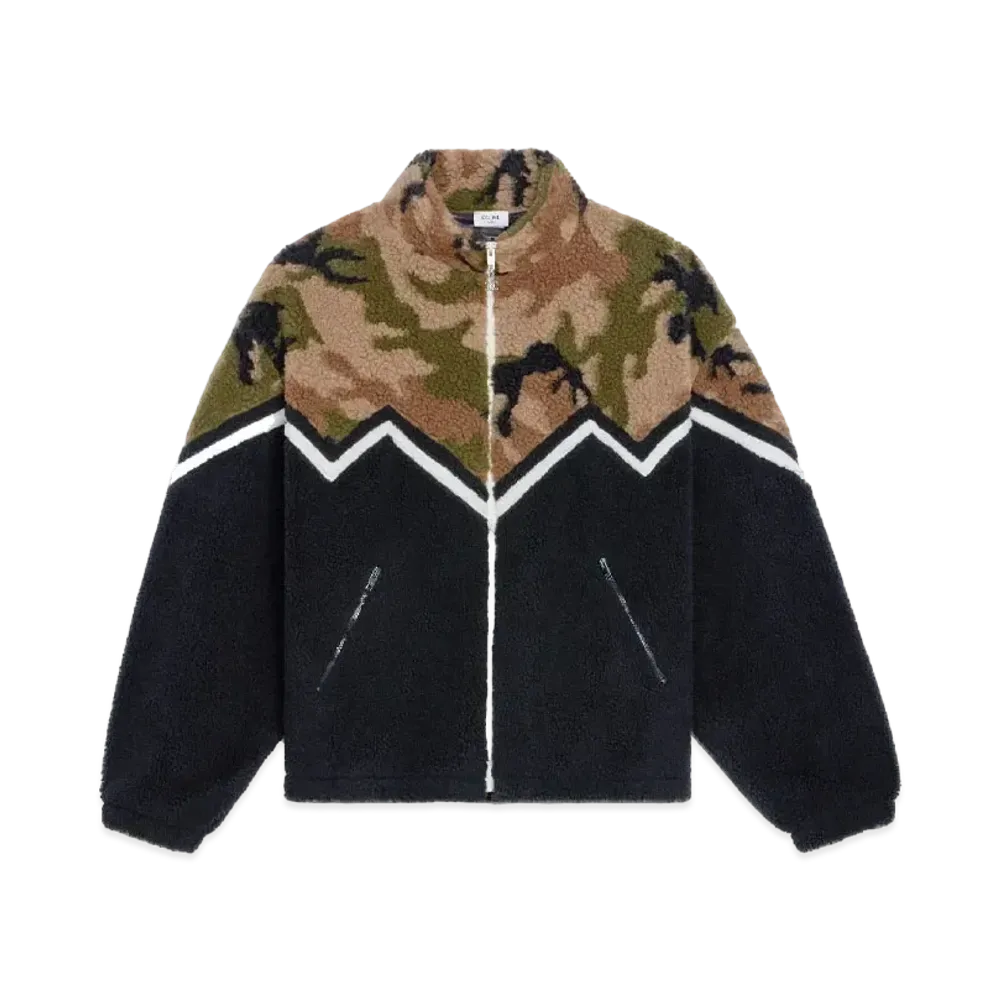 CELINE Bi-Material Fleece Sweatshirt "Multicolor Brown"