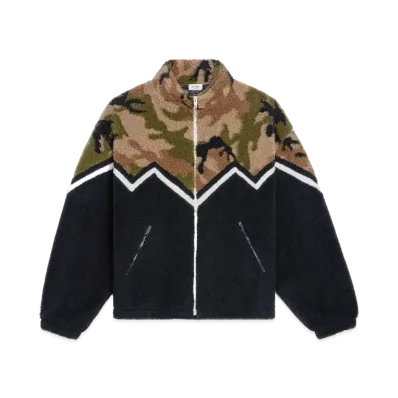 CELINE Bi-Material Fleece Sweatshirt "Multicolor Brown"