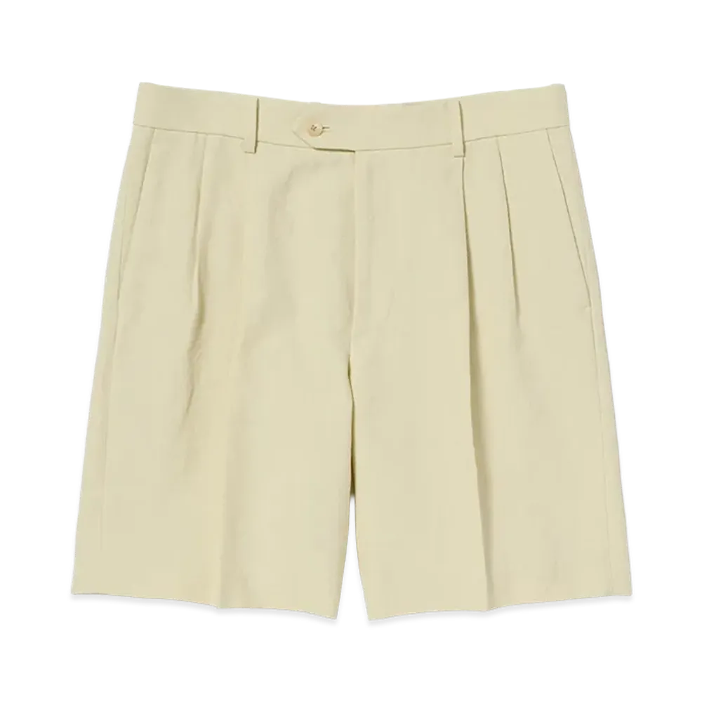 AURALEE Wool Cotton Linen OX Shorts "Lime Beige"