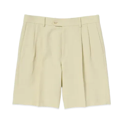 AURALEE Wool Cotton Linen OX Shorts "Lime Beige"